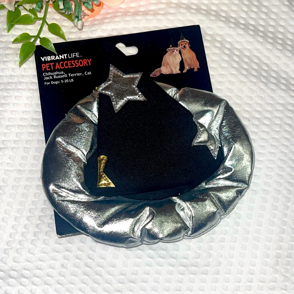 VIBRANT LIFE Pet Dog Cat Wizard Cosmic Hat Halloween Costume XS/S 5-20 lbs